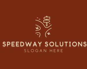 Roadway - Road Pathway Sign logo design