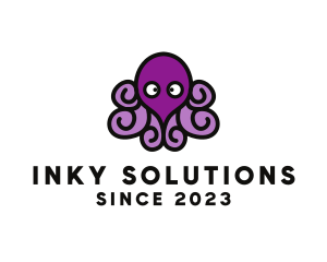 Squid - Cute Cartoon Octopus logo design