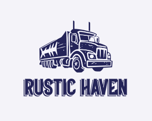 Old Blue Rustic Truck logo design