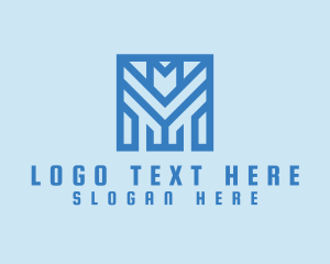 Game - Geometric Letter M Line Art logo design
