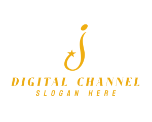 Channel - Golden Star Letter J logo design