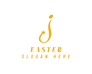 Initial - Golden Star Letter J logo design