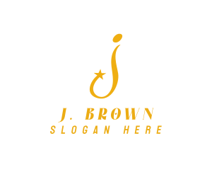 Golden Star Letter J logo design
