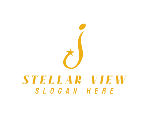Stargazing - Golden Star Letter J logo design