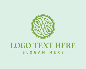Monochrome - Vegan Leaf Circle logo design