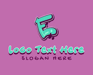 Green And Pink - Modern Graffiti Letter E logo design