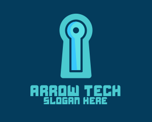 Blue Tech Keyhole logo design