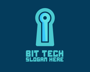 Blue Tech Keyhole logo design