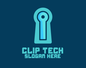 Blue Tech Keyhole logo design