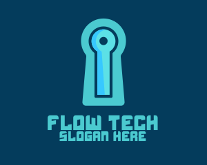 Blue Tech Keyhole logo design