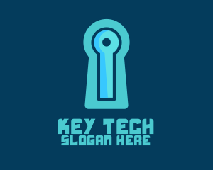 Blue Tech Keyhole logo design