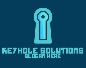 Keyhole - Blue Tech Keyhole logo design