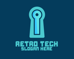 Blue Tech Keyhole logo design