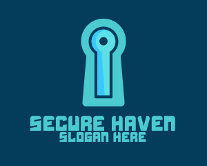 Safe - Blue Tech Keyhole logo design