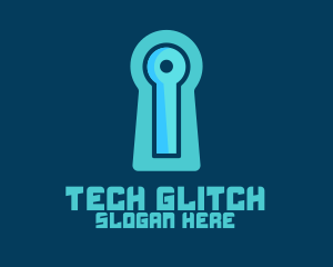 Blue Tech Keyhole logo design