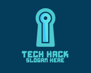 Blue Tech Keyhole logo design