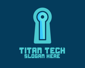 Blue Tech Keyhole logo design