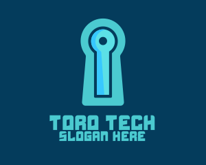 Blue Tech Keyhole logo design