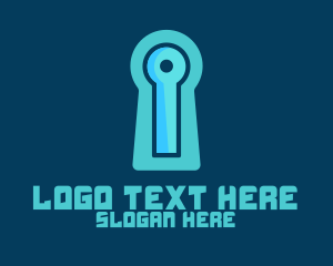 Secure - Blue Tech Keyhole logo design