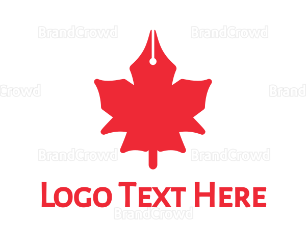 Pen Nib Maple Leaf Logo