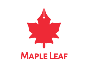 Pen Nib Maple Leaf logo design