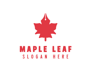 Pen Nib Maple Leaf logo design