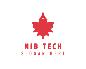 Nib - Pen Nib Maple Leaf logo design