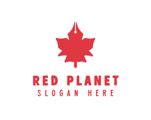 Pen Nib Maple Leaf logo design