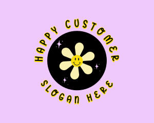 Happy  Face Y2K Flower logo design