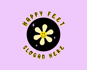 Happy  Face Y2K Flower logo design