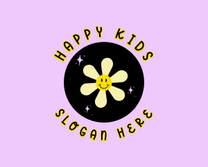 Happy  Face Y2K Flower logo design