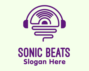 Headphones - Vinyl Record Headphones logo design