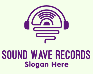 Record - Vinyl Record Headphones logo design