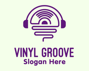 Turntable - Vinyl Record Headphones logo design