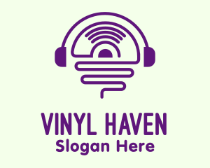 Vinyl - Vinyl Record Headphones logo design