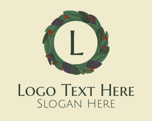 Leaf - Berries Plant Wreath Letter logo design