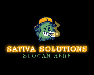 Sativa - Cap Marijuana Cannabis logo design