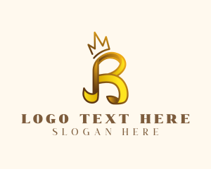 Gold - Crown Luxury Letter R logo design
