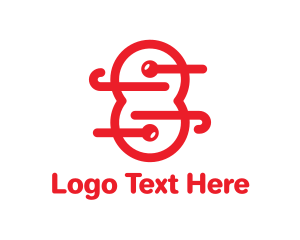 Birthday - Red Number 8 Outline logo design