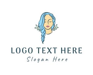 Goddess - Blue Hair Braids Girl logo design