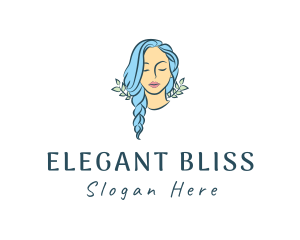 Blue Hair Braids Girl Logo