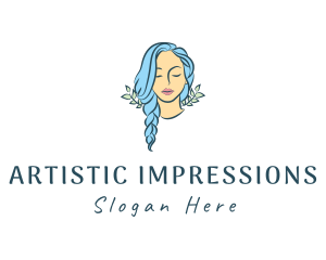 Blue Hair Braids Girl logo design