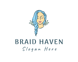 Braids - Blue Hair Braids Girl logo design