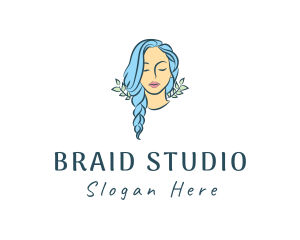 Blue Hair Braids Girl logo design