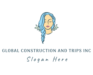 Salon - Blue Hair Braids Girl logo design