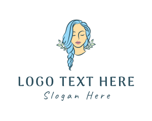 Blue Girl - Blue Hair Braids Girl logo design