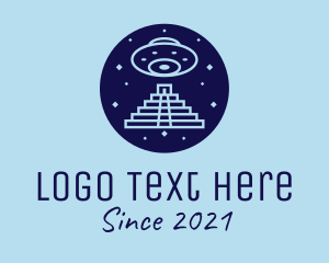 Night - Aztec UFO Spaceship logo design