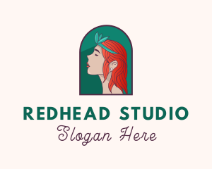 Redhead - Princess Leaf Crown logo design