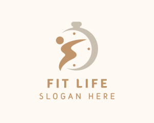 Human Stopwatch Fitness logo design