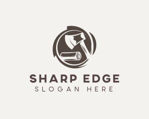 Wood Axe Carpenter logo design